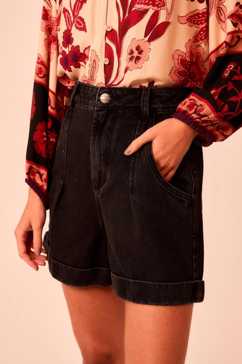 Bermuda Jeans Black Preto - foto 4