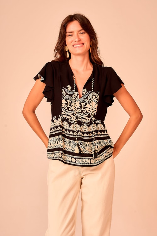 Blusa Barrado Flora Estampado - foto 1