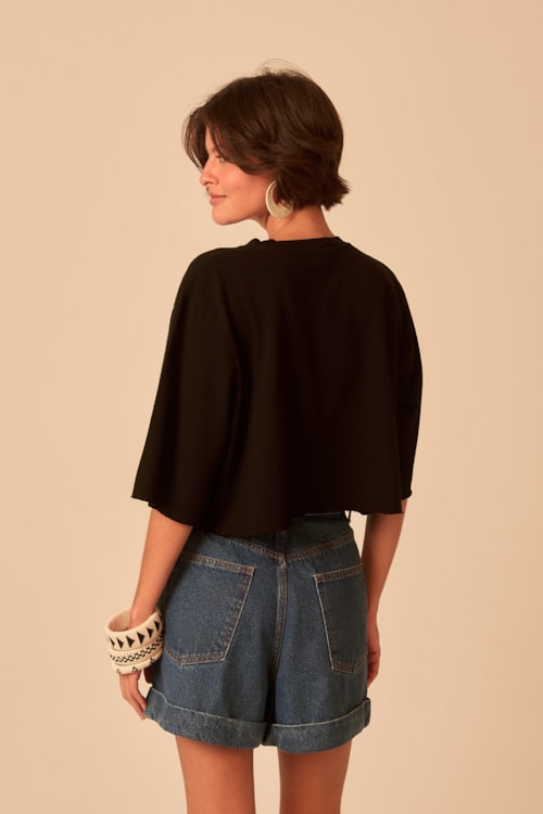 Blusa Basica Moletinho Preto - foto 3