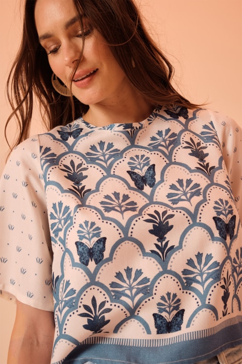 Blusa Boho Blue Estampado - foto 2