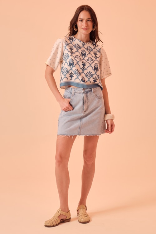Blusa Boho Blue Estampado - foto 3