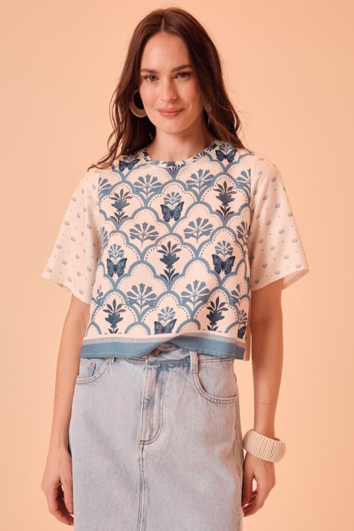 Blusa Boho Blue Estampado - foto 1