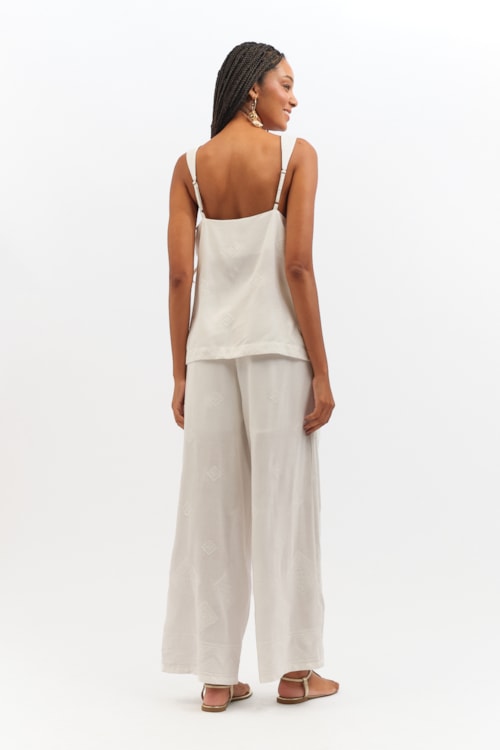 Blusa Bordado Geometrico Branco - foto 4