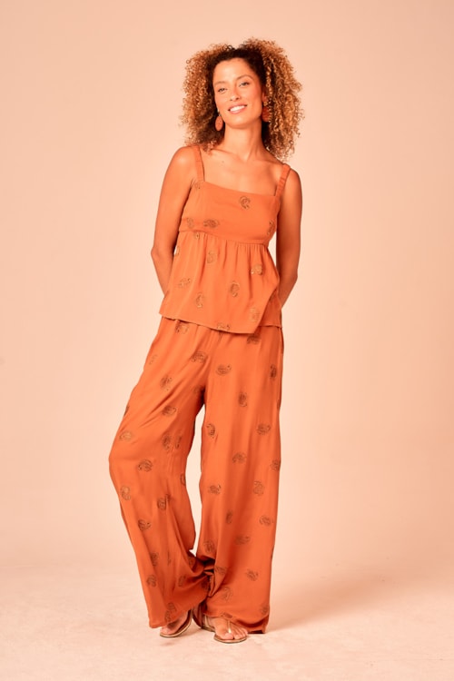 Blusa Bordado Paisley Ocre - foto 2