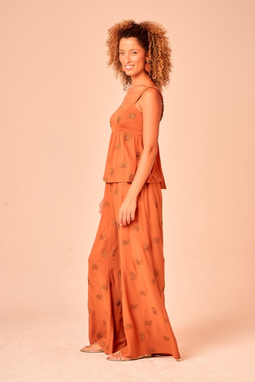 Blusa Bordado Paisley Ocre - foto 4