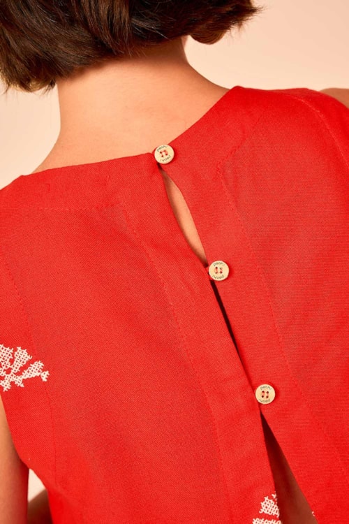 Blusa Bordado Tropical Vermelho - foto 4