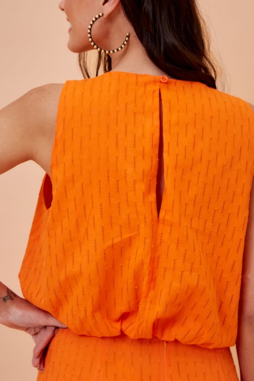 Blusa Bossa Maquinetado Laranja Tangerina - foto 6