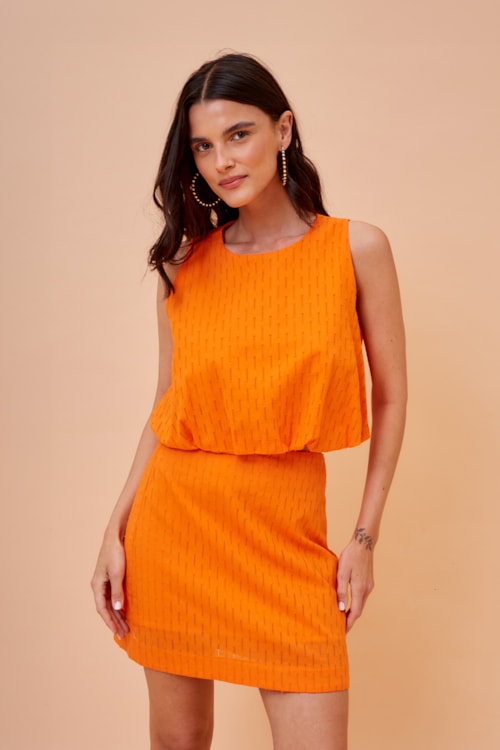 Blusa Bossa Maquinetado Laranja Tangerina - foto 1