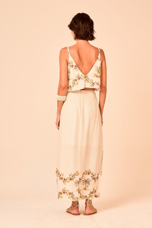 Blusa Cropped Barrado Tropical Estampado - foto 4