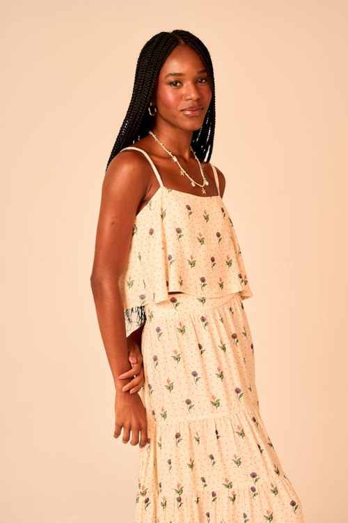 Blusa Cropped Delicadeza Bordada Estampado - foto 2