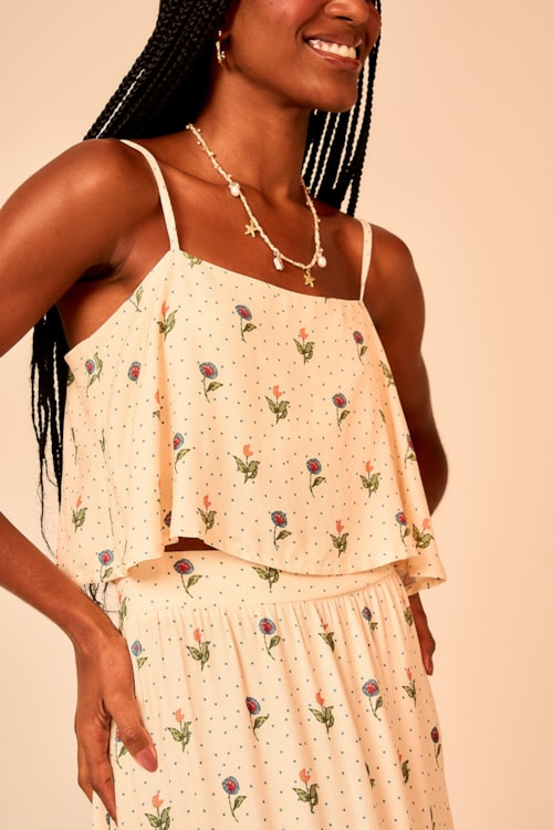 Blusa Cropped Delicadeza Bordada Estampado - foto 1