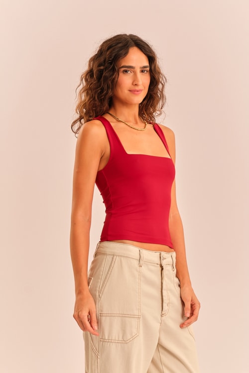 Blusa Decote Quadrado Vermelho Melancia - foto 3