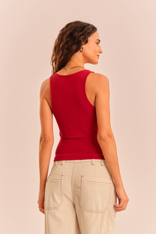 Blusa Decote Quadrado Vermelho Melancia - foto 4