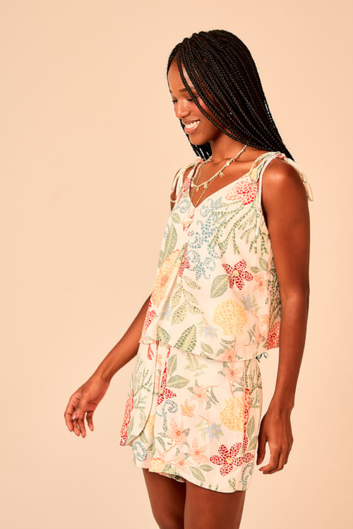 Blusa Estampa Floral Mosaico Estampado - foto 1
