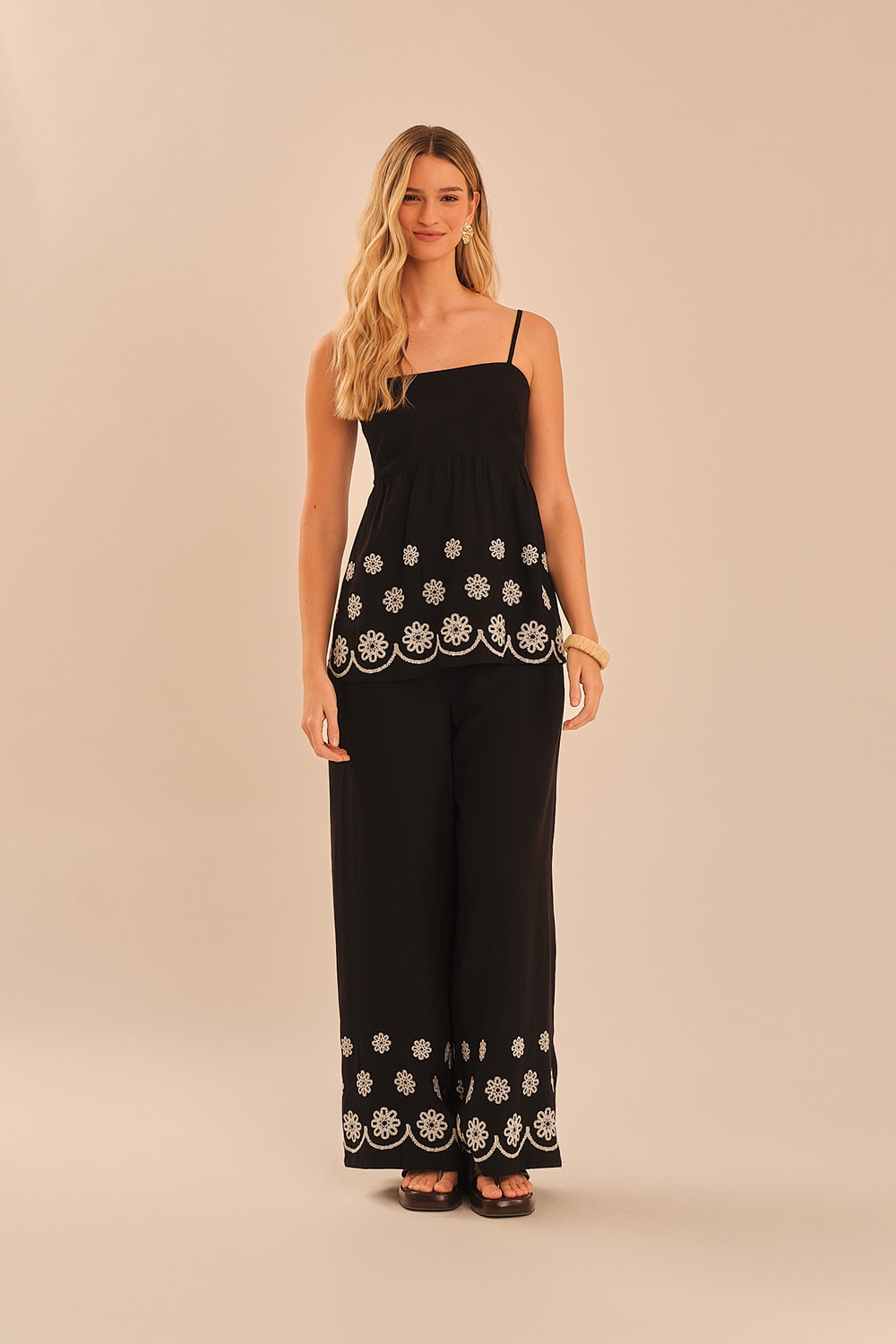 Blusa Flor Barrado Preto