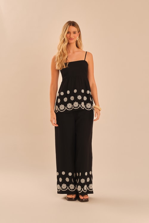 Blusa Flor Barrado Preto - foto 2