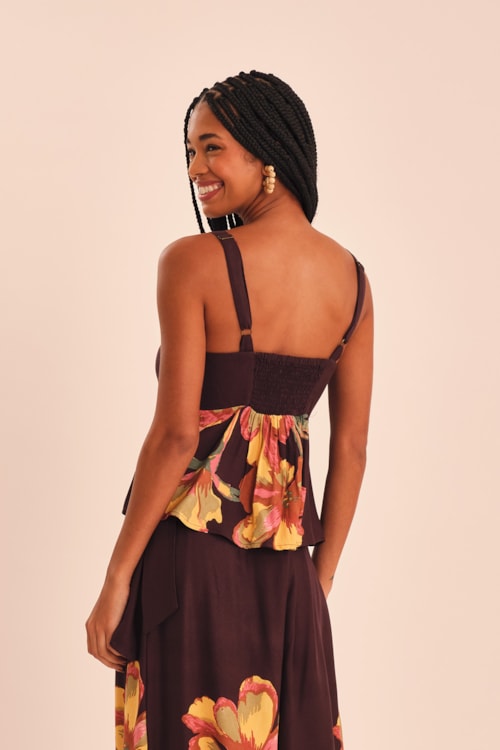 Blusa Floral Castanho Estampado - foto 4