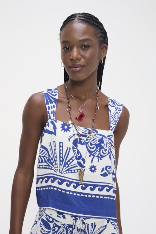 Blusa Floral Nautico Estampado - foto 1