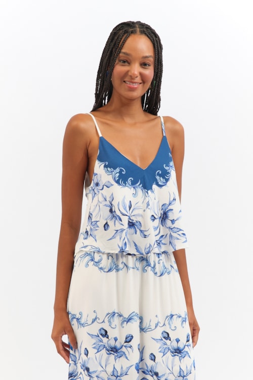 Blusa Floral Oceano Estampado - foto 1