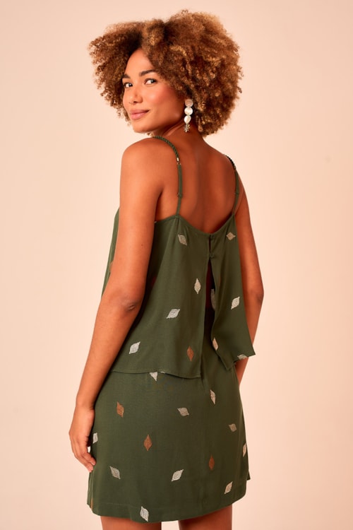 Blusa Folha Bordada Verde Selva - foto 3