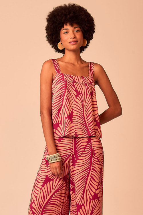 Blusa Folhagem Estampado - foto 1