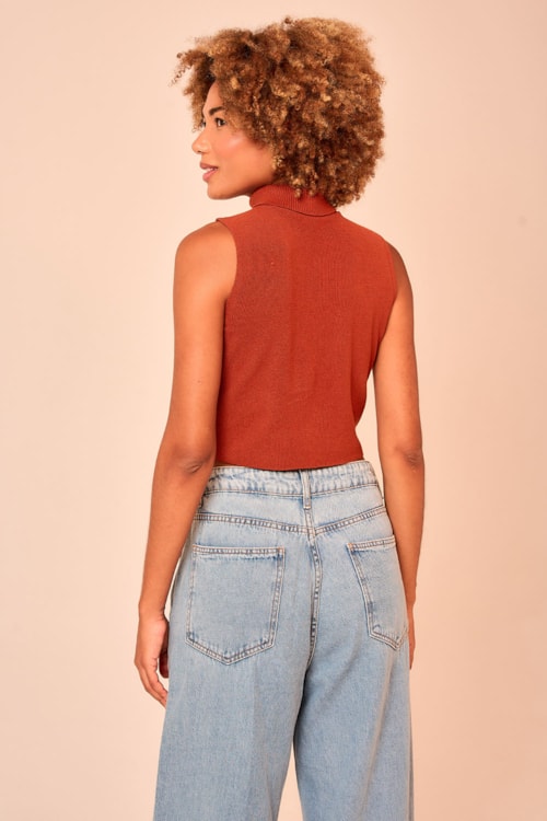 Blusa Gola Alta Marrom Mascavo - foto 3