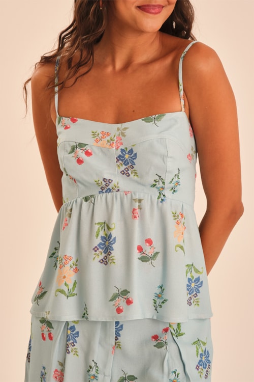 Blusa Jardim Vintage Estampado - foto 1