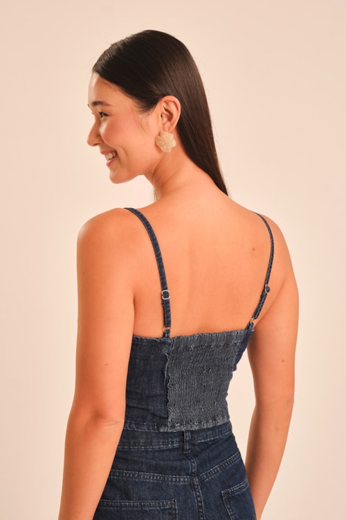 Blusa Jeans Bordado Cereja Jeans - foto 5