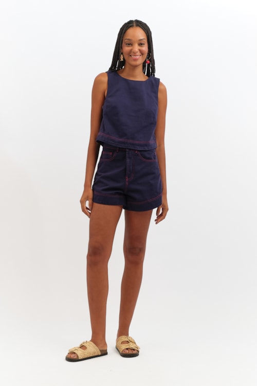 Blusa Jeans Marinho Azul Oceano - foto 1