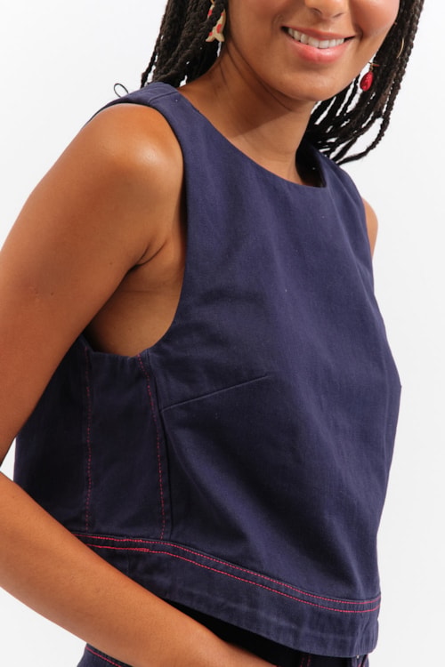 Blusa Jeans Marinho Azul Oceano - foto 2