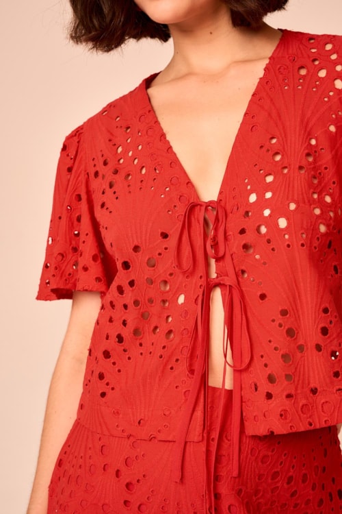 Blusa Laise Milazzo Vermelho Fogo - foto 4