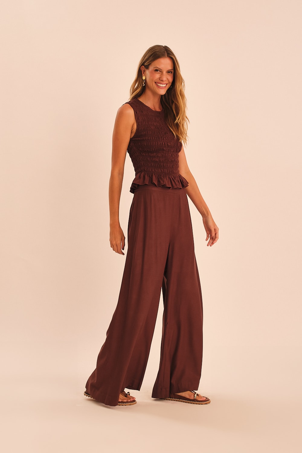Blusa Leque Marrom Cafe