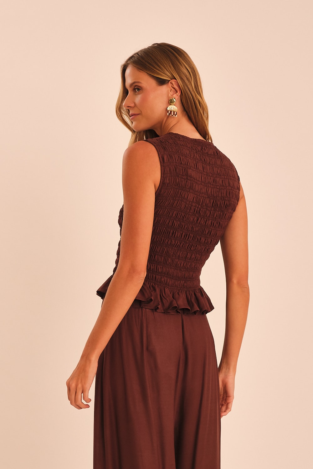 Blusa Leque Marrom Cafe