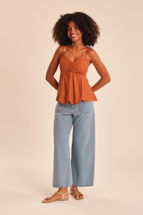 Blusa Linho Detalhe Caramelo - foto 3