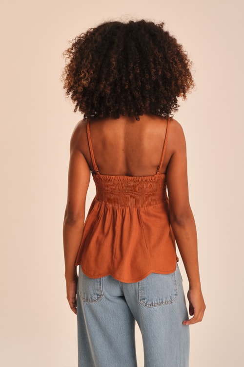 Blusa Linho Detalhe Caramelo - foto 5