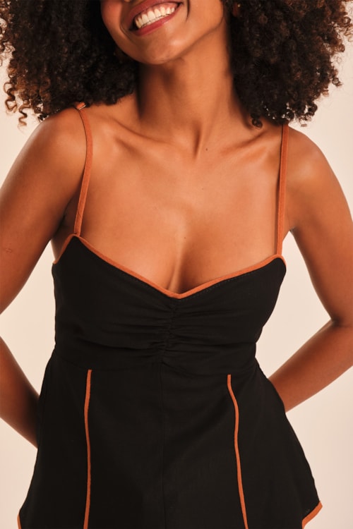 Blusa Linho Detalhe Preto - foto 2