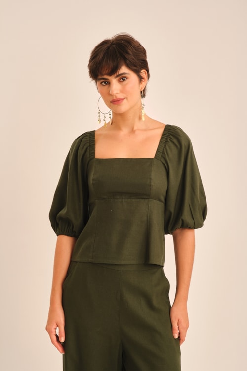 Blusa Linho Miragem Verde Jade - foto 2