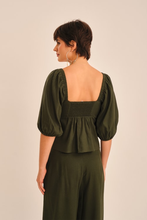 Blusa Linho Miragem Verde Jade - foto 7
