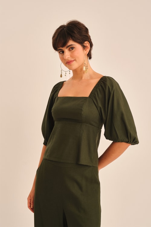Blusa Linho Miragem Verde Jade - foto 5