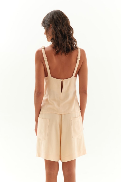 Blusa Linho Texturas Basica Areia - foto 4