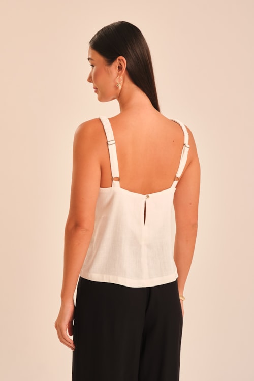 Blusa Linho Texturas Basica Off - foto 5