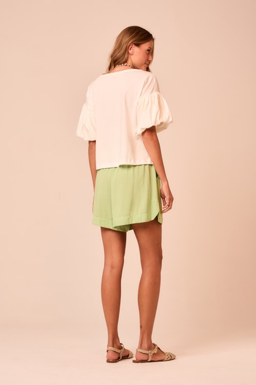 Blusa Malha Manga Bufante Off - foto 3