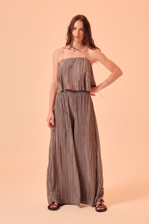 Blusa Malha Plissada Prata - foto 3