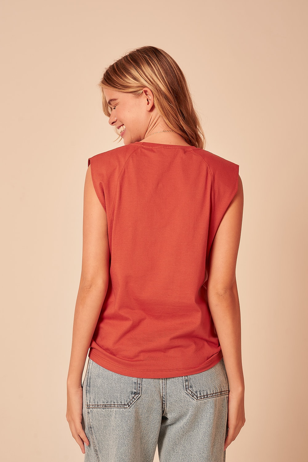 Blusa Malha Recorte Ombro Rosa