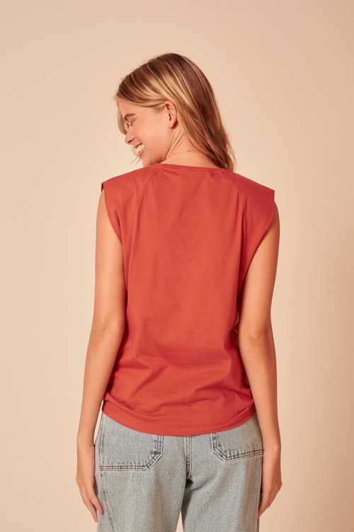Blusa Malha Recorte Ombro Rosa - foto 3