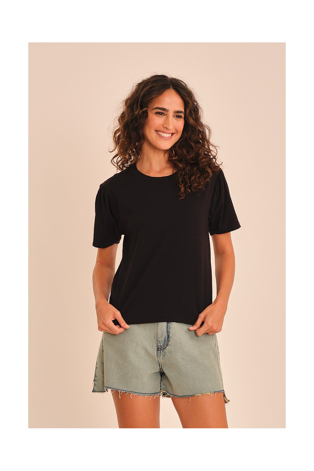 Blusa Manga Franzida Preto