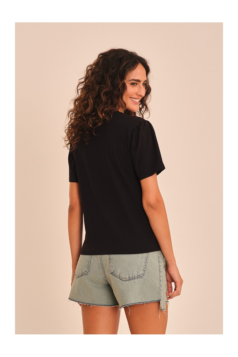 Blusa Manga Franzida Preto
