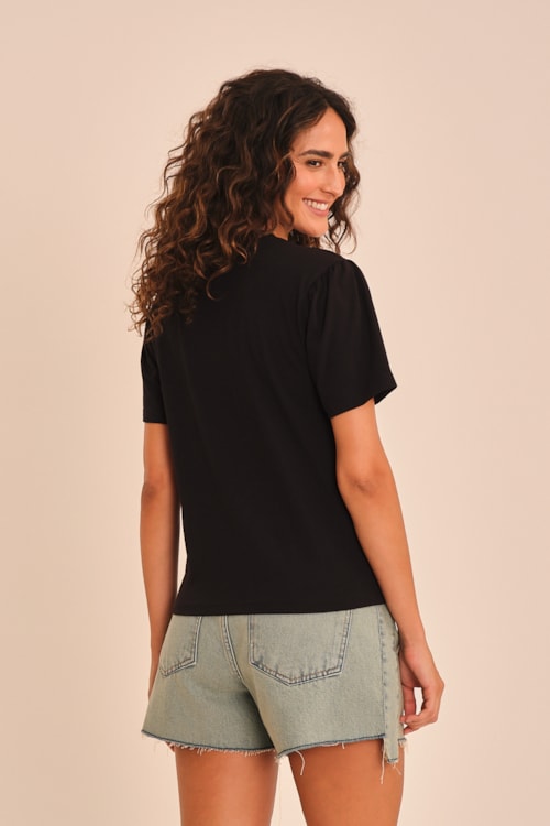 Blusa Manga Franzida Preto - foto 2