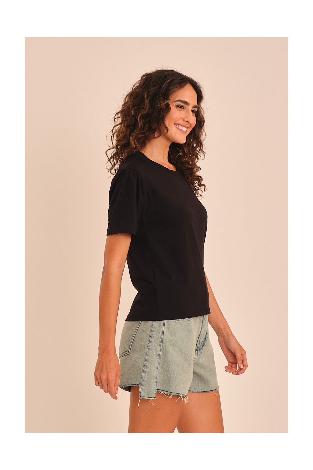 Blusa Manga Franzida Preto