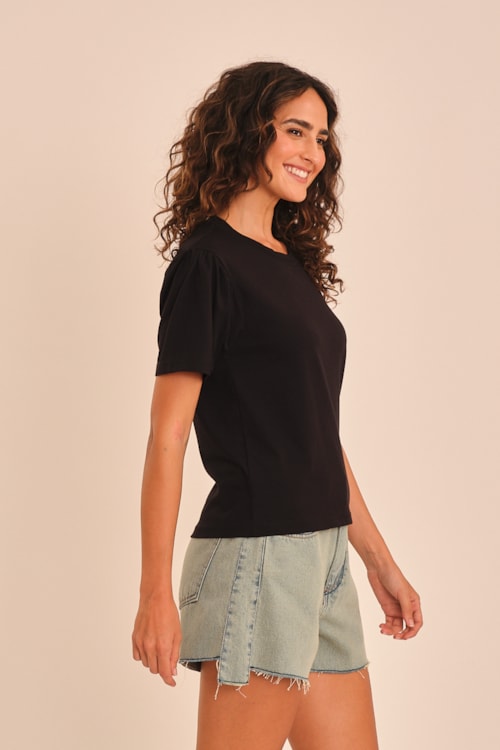 Blusa Manga Franzida Preto - foto 4